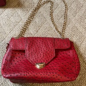 Imoshion red ostrich imposed leather purse